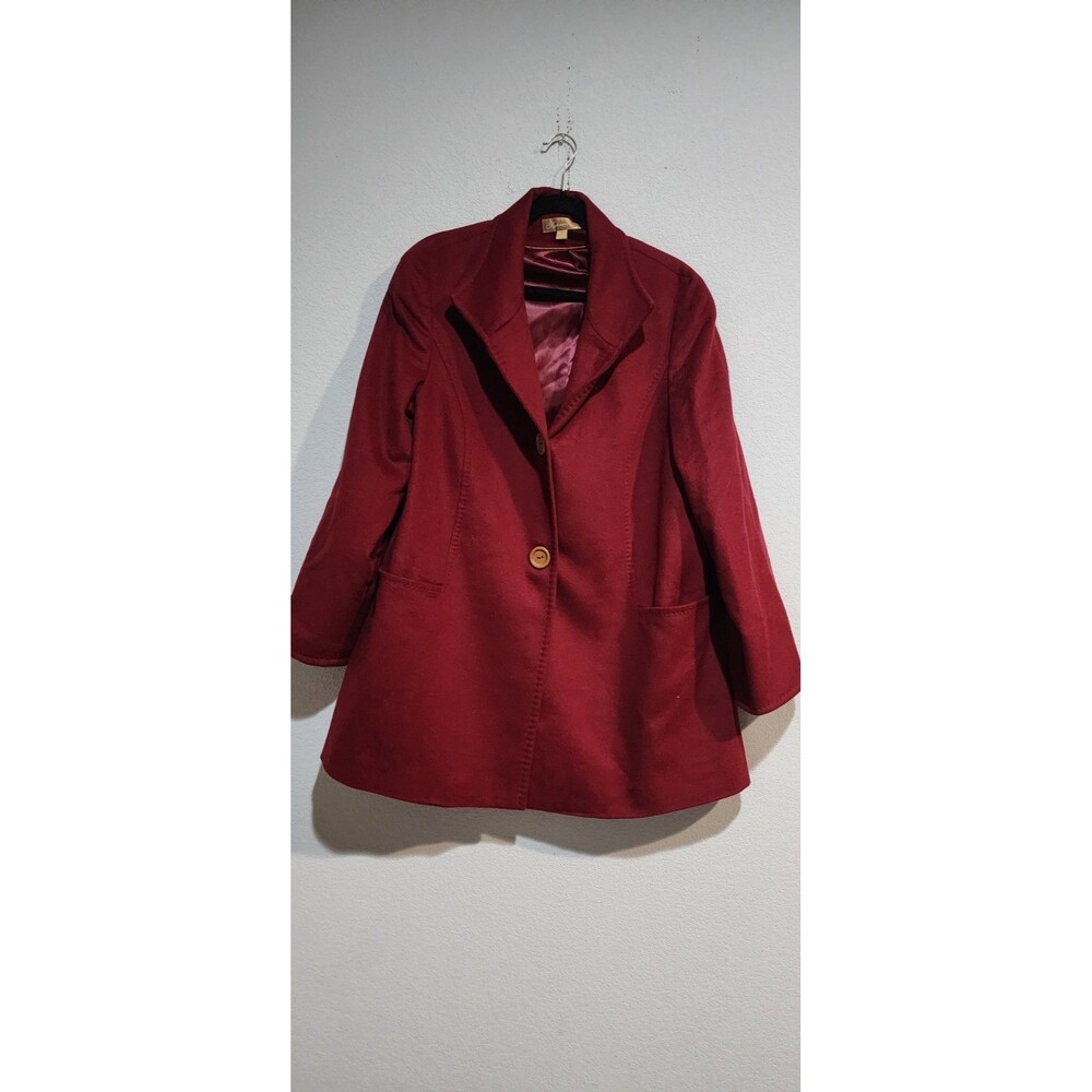 Katherine Kelly Women's Size 18 Red 100% Cashmere Notched Collar Coat
